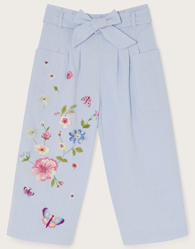 Monsoon Boutique zena embroidered paper bag trousers blue